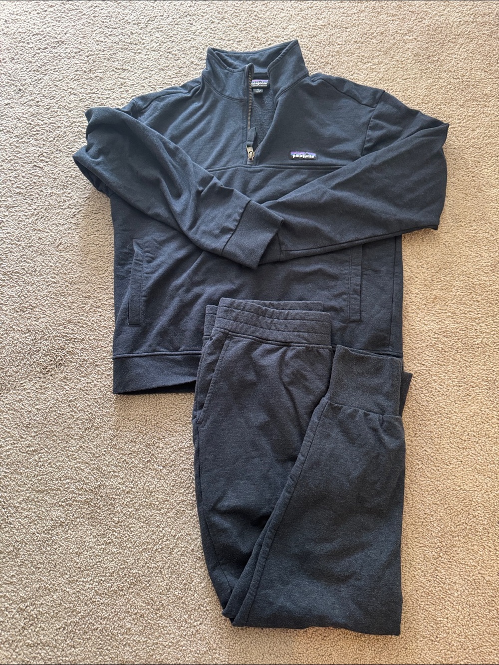 Patagonia Navy Quarter-Zip Pullover and Joggers Set